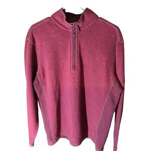 Tommy Bahama long sleeve knit shirt  1/4 zip Men’s SZ Large casual maroon